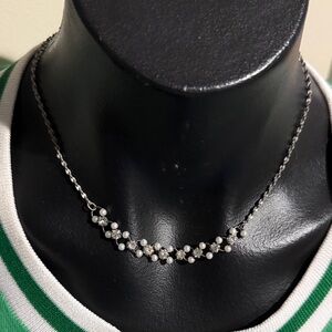Silver Necklace & Bracelet set with Pearl Accents